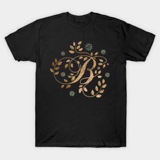 Luxury Golden Calligraphy Monogram with letter B T-Shirt